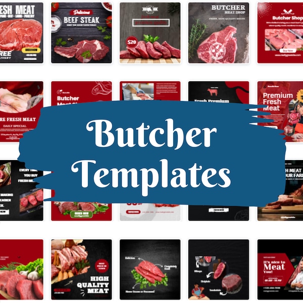 Butcher Shop Social Media Templates, Butcher Shop Instagram Templates, Butcher Shop Canva Templates, Butcher Shop Facebook Templates