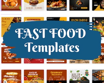Fast Food Social Media Templates – Canva Designs for Instagram & Facebook (1x1 Square, Digital Download)
