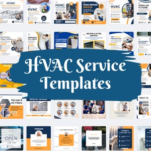 Modelos de mídia social para HVAC – Canva para Instagram e Facebook para serviços de aquecimento, refrigeração e reparo de ar condicionado.