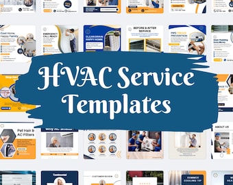 Modelli di social media HVAC: Canva per Instagram e Facebook per servizi di riparazione di riscaldamento, raffreddamento e aria condizionata