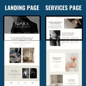 Portfolio and blog page design in Elara Divi website template