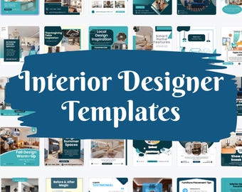 Modelli per social media per interior designer: progetti Canva per Instagram e Facebook (quadrato 1x1, download digitale)