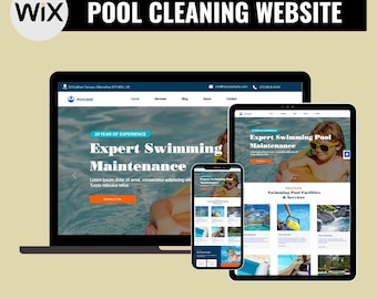Pool Cleaning Wix Website Template – Pool Service and Maintenance Web Design (Digital Transfer)