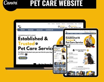 Pet Care Website Template for Canva – Easy-to-Edit Design, Publish in Minutes (Digital Download)