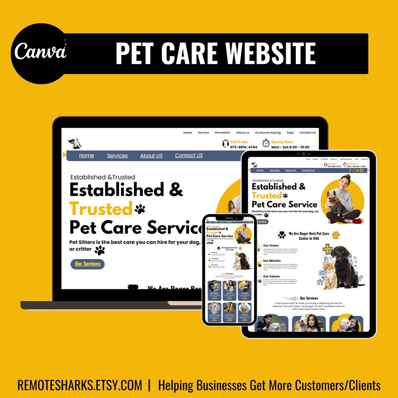 Pet Care Website Template,