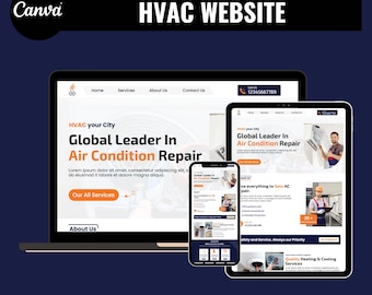 HVAC Website Template for Canva – Easy-to-Edit Design, Publish in Minutes (Digital Download)