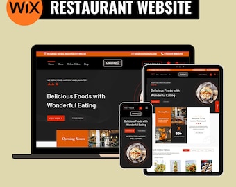 Restaurant Wix Website Template – Cafe, Bar and Food Service Web Design (Digital Transfer)