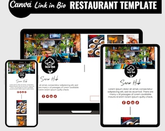 Restaurant Link in Bio Template – Editable Canva Mini Website Design for Instagram (Digital Download)