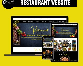 Restaurant Website Template for Canva – Easy-to-Edit Design, Publish in Minutes (Digital Download)