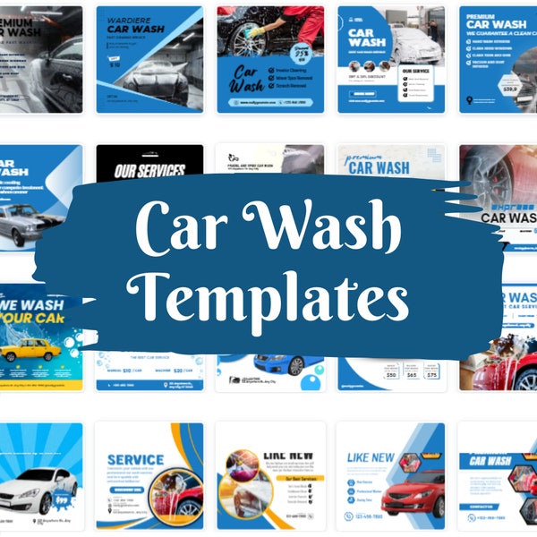 Car Wash Social Media Templates, Car Wash Instagram Templates, Car Wash Canva Templates, Car Wash Facebook Templates