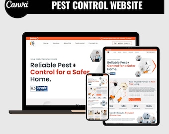 Modello di sito web per la disinfestazione per Canva: design facile da modificare, pubblicazione in pochi minuti (download digitale)
