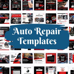 Auto Repair Social Media Templates – Canva Designs for Instagram & Facebook (1x1 Square, Digital Download)
