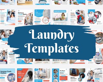 Laundry Service Social Media Templates Canva | 40 Clean & Professional Laundry Business Post Designs