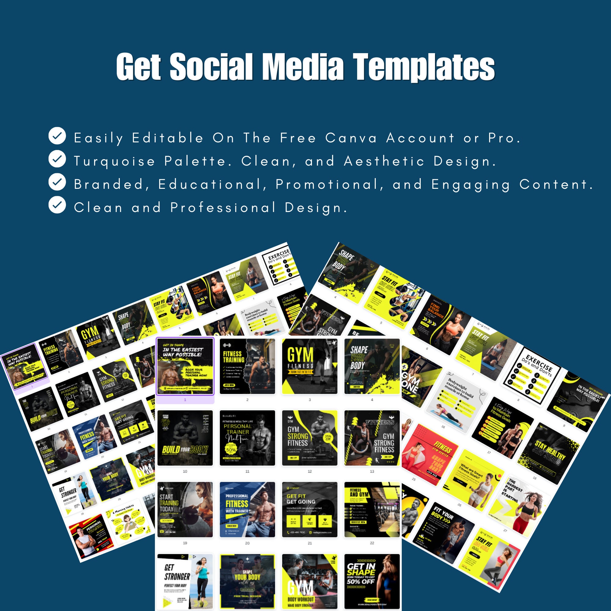 Gym Trainer Social Media Templates – Canva Designs for Instagram ...