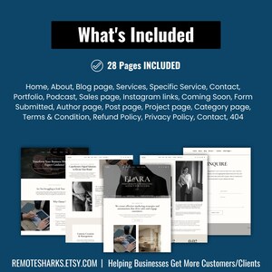 Pages included in Elara Divi website template for service businesses