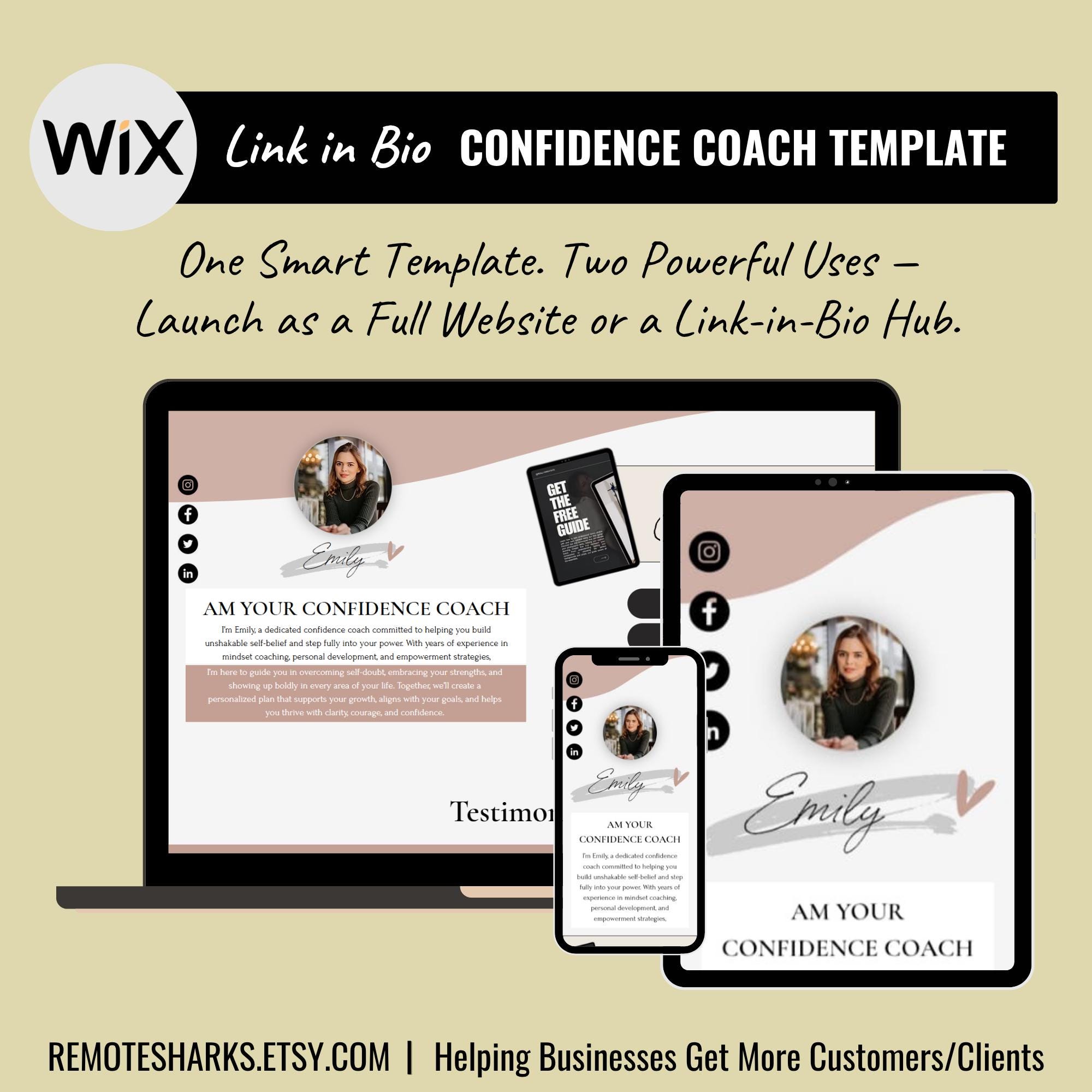 WIX Confidence Coach Instagram Bio Link Page - Mini Website Template (Digital Transfer)