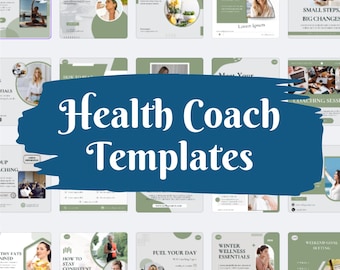 Modelli per social media per health coach: progetti Canva per Instagram e Facebook (quadrato 1x1, download digitale)