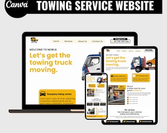 Towing Website Template for Canva – Easy-to-Edit Design, Publish in Minutes (Digital Download)