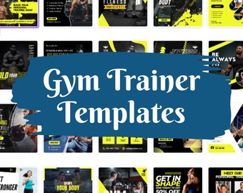 Gym Trainer Social Media Templates – Canva Designs for Instagram & Facebook (1x1 Square, Digital Download)
