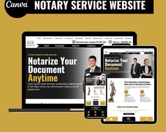 Szablon strony internetowej notariusza dla serwisu Canva – łatwy w edycji projekt, publikacja w kilka minut (do pobrania w wersji cyfrowej)