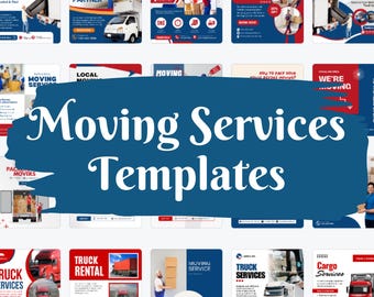 Modelli per social media per servizi di trasloco: progetti Canva per Instagram e Facebook (quadrato 1x1, download digitale)