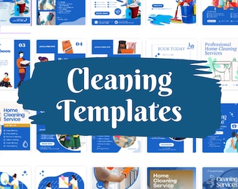 Cleaning Business Social Media Templates – Canva Designs for Instagram & Facebook (1x1 Square, Digital Download)