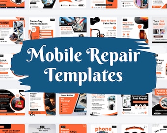 Modelli per social media per la riparazione di cellulari: post di Instagram e Facebook di Canva per officine di riparazione di telefoni