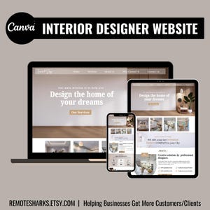 Portfólio de Designer de Interiores, Modelo de Site de Designer de Interiores, Site CANVA de Designer de Interiores, Lançamento de Site de Design de Interiores em 1 Hora