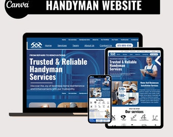 Handyman Website Template for Canva – Easy-to-Edit Design, Publish in Minutes (Digital Download)