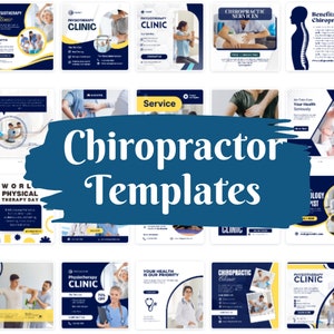 Szablony mediów społecznościowych dla chiropraktyków, szablony na Instagramie dla fizjoterapeutów, szablony Canva dla chiropraktyków, szablony na Facebooku dla chiropraktyków
