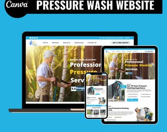 Pressure Wash Website Template for Canva – Easy-to-Edit Design, Publish in Minutes (Digital Download)