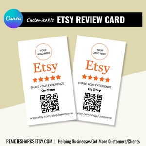 Etsy Bewertungskarte, bearbeitbarer QR-Code, Feedback-Zeichen, Etsy-Feedback, Geschäft Bewertungszeichen, QR-Code-Zeichen, Bewertungskarte, QR-Code-Karte