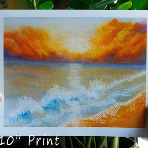Pastel Beach Sunset, Pastel Sunset Ocean Beach Print Wall Art, Boho Beach Poster, Boho Landscape Art, Beach Landscape Painting