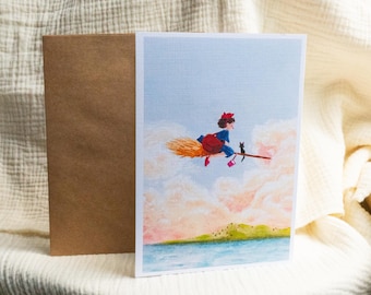 Tarjeta de felicitación de "Servicio de Entregas de Kiki", decoración artística de Studio Ghibli, tarjeta de aniversario, tarjeta de cumpleaños, tarjetas de felicitación, papelería