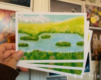 Howl's Moving Castle Pastel Landscape Print, Landscape Painting, Fan art, Anime Prints, Anime poster, Art Print, Pastel Painting