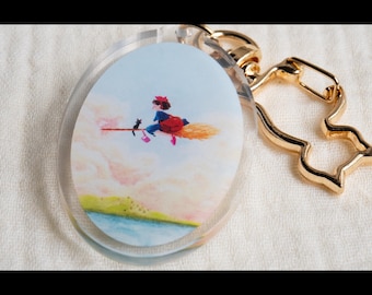 Kiki's Delivery Service Keychain, Studio Ghibli Art, Studio Ghibli Keychain, Witch Fantasy Keychain, Fantasy Book Keychain, Anime Keychain
