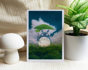Totoro Art Print, Studio Ghibli Fan Art, Studio Ghibli Pastel Art, Landscape Art, Seascape Art, Wall Decor, Cozy Decor, My Neighbor Totoro