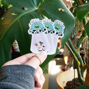 Get In Loser Sticker, Alien Sticker, UFO Aliens Sticker, Cow Abduction Sticker, Bookish Sticker, Kindle Sticker, Bookish Merch