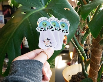 Get In Loser Sticker, Alien Sticker, UFO Aliens Sticker, Cow Abduction Sticker, Bookish Sticker, Kindle Sticker, Bookish Merch