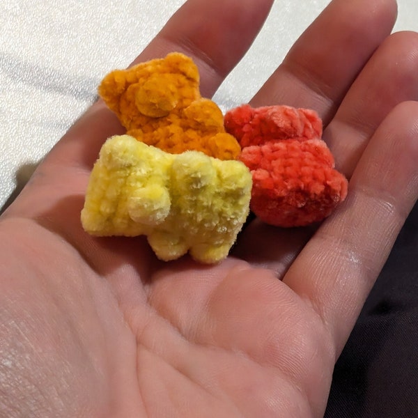 Micro crochet gummi bear! Mini gummy bear plush! Tiny gummy bear plush! Plush small crocheted gummi bear!