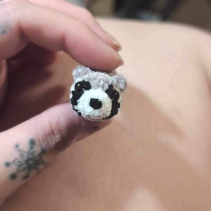 May include: A small, gray and white plush raccoon with black eyes and a black nose.