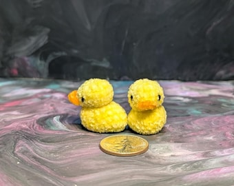 Crocheted Velvet Mini Duckling: Plush Yellow Micro Duck