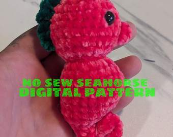 NO SEW seahorse crochet pattern. digital download, not a physical item