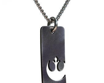 Rebel Alliance Logo Necklace: Stainless Steel Star Wars Pendant