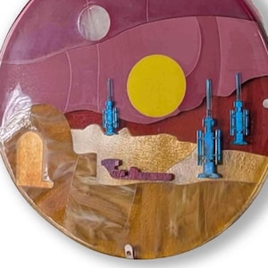 Star Wars Tatooine Sunset Wall Art – Fused Glass & Steel Sculpture