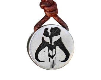 Star Wars Necklace, The Mandalorian Mythosaur signet Mando Din Djarin
