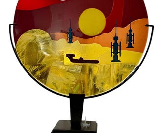 Tatooine Fused Glass Art Sculpture: Star Wars Inspired