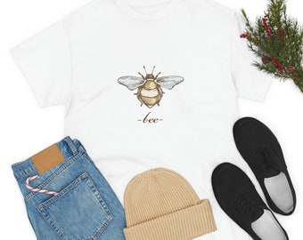 Bee Graphic, bijenschets, bijen, bijenliefhebber, dierenliefhebber, dames t-shirt, meisjes t-shirt, cadeau voor haar, cadeau voor hem, unieke bij, Cotton Tee