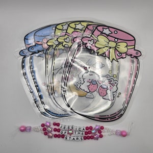 12er Pack 3 Design Pink, Blau und Gelb Klare wiederverschließbare Glasbeutel Design mit niedlichem Hund und Häschen