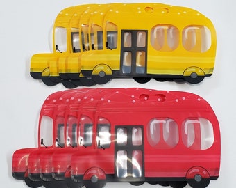 10Pack 2 Design Red and Yellow School Bus Shaped Resealable Bag Design perfect for party favors,  gifts,  packaging or any occasion